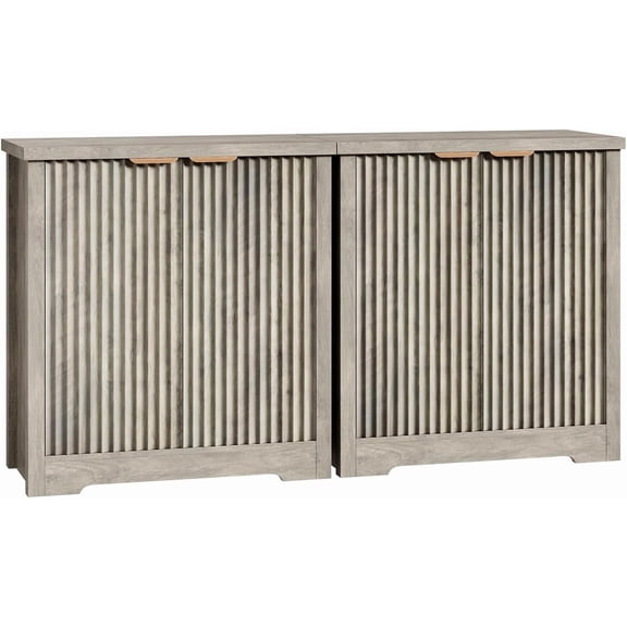 Modern Fluted Sideboard Buffet Cabinet, Wood Storage Console with Doors and Shelves, Accent Credenza for Living Room, Kitchen, Dining Room and Hallway