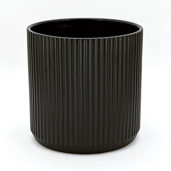 Fluted Ceramic Round Planter, 10 in