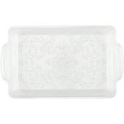 Fluted Clear Plastic Serving Tray, 12 x 8in