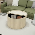 thumbnail image 1 of Fluted Coffee Table, Round Storage Table for Living Room, Farmhouse Accent End Table with Flip Lid Design and Non-Slip Pad for Small Spaces, Natural, 1 of 4