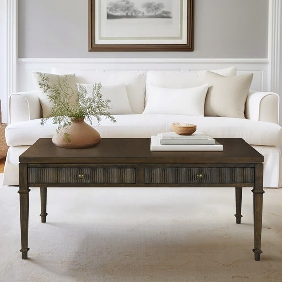 Fluted Coffee Table with 2 Drawers from Martha Stewart's Lily Pond Collection