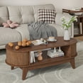 thumbnail image 1 of Fluted Coffee Table with Storage, Modern Coffee Tables, Wood Accent Center Table, Oval with Flip-Top Lids for Living Room Home Office, 1 of 7
