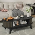 thumbnail image 1 of Fluted Coffee Table with Storage, Modern Coffee Tables, Wood Accent Center Table, Oval with Flip-Top Lids for Living Room Home Office, 1 of 7
