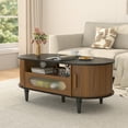 thumbnail image 1 of Fluted Coffee Table with Storage, Modern Coffee Tables with Drawer, Wood Center Table for Living Room, 1 of 9