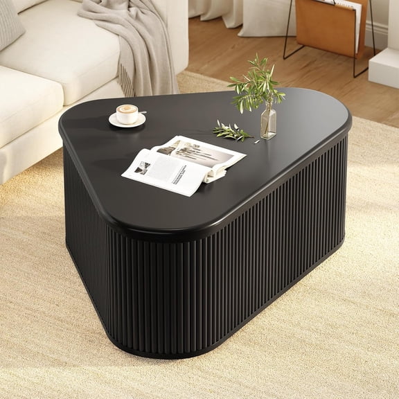 Fluted Coffee Table with Storage for Living Room, Triangular Coffee Table for Small Space