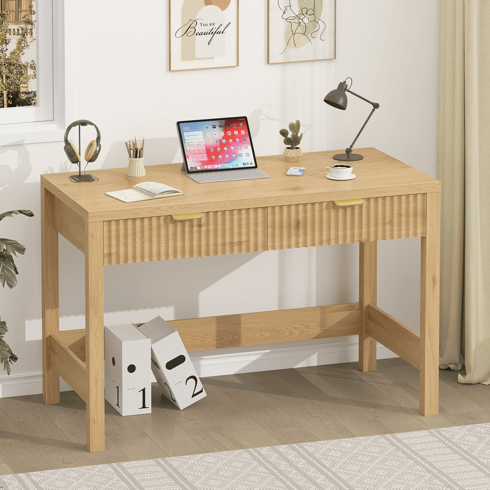 Better Homes & Gardens Springwood Caning Desk, Charcoal Finish