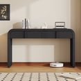 thumbnail image 1 of 55" Long Curved Console Table, Narrow Side Table with 2 Fluted Drawers and Adjustable Feet, Wood Behind Couch Table for Living Room, Hallway, Entryway, 1 of 9