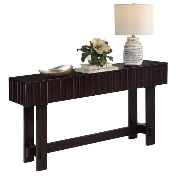 52 - inch Console Table with Unique Fluted Design, Solid Pine Legs, for Balcony and Dining Room, Practical Storage
