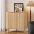 thumbnail image 1 of Fluted Corner Cabinet with Power, Small Corner Accent Cabinet with Storage, Adjustable Shelve, Space Saving Sideboard, Multifunctional Organizer for Living Room, Kitchen, Bathroom (Natural), 1 of 7
