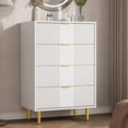 thumbnail image 1 of Fluted Dresser for Bedroom with 4 Drawers, 36.85" Tall Modern Chest of Drawers with Metal Handle, Wooden Closet Clothes Storage Organizer for Living Room, Hallway, White, 1 of 8