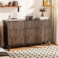 thumbnail image 1 of Fluted Dresser for Bedroom with 6 Drawers, 53.4" Wide Modern Chest of Drawers with Metal Handle, Wooden Dresser TV Stand, Wood Closet Clothes Storage Organizer for Living Room, Hallway(walnut), 1 of 16