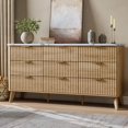 thumbnail image 1 of Fluted Dresser for Bedroom with 9 Deep Drawers, 60.6 in Wide Modern Chest of Drawers, Wooden Dresser TV Stand, Curved Profile Design, for Living Room, Kids Room, Hallway, White/Natural/Walnut, 1 of 8