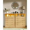 thumbnail image 1 of Fluted Dresser for Bedroom, Storage Organizer with 5 Drawers, Chest of Drawers with LED Light & Charging Station, Modern Farmhouse Nightstand for Bedroom, Living Room, Hallway, Natural Oak, 1 of 6