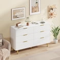 thumbnail image 1 of Fluted Dresser for Bedroom with 3/5/6 Drawers, Wooden Chest of Drawers with Metal Handle & Feet, Modern Dresser for Living Room, Hallway, Bedroom, 1 of 7