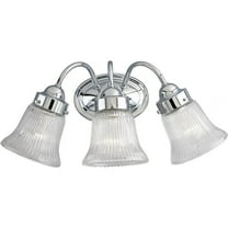 Fluted Glass Collection Three-Light Polished Gray Clear Prismatic Glass Traditional Bath Vanity Light