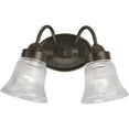 thumbnail image 1 of Fluted Glass Collection Two-Light Antique Bronze Clear Prismatic Glass Traditional Bath Vanity Light, 1 of 4