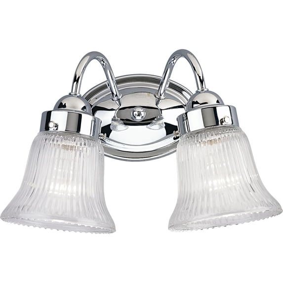 Fluted Glass Collection Two-Light Polished Gray Clear Prismatic Glass Traditional Bath Vanity Light