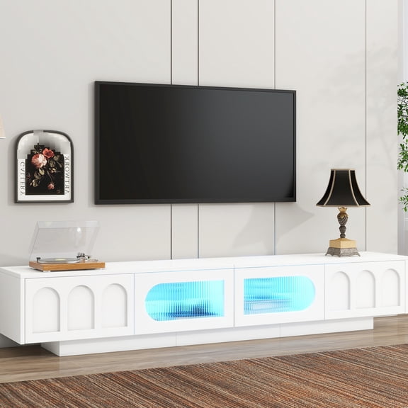 Fluted Glass Door TV Cabinet - Over 60,000 RGB Lighting Options - Primary Living - Tidy Home Environment
