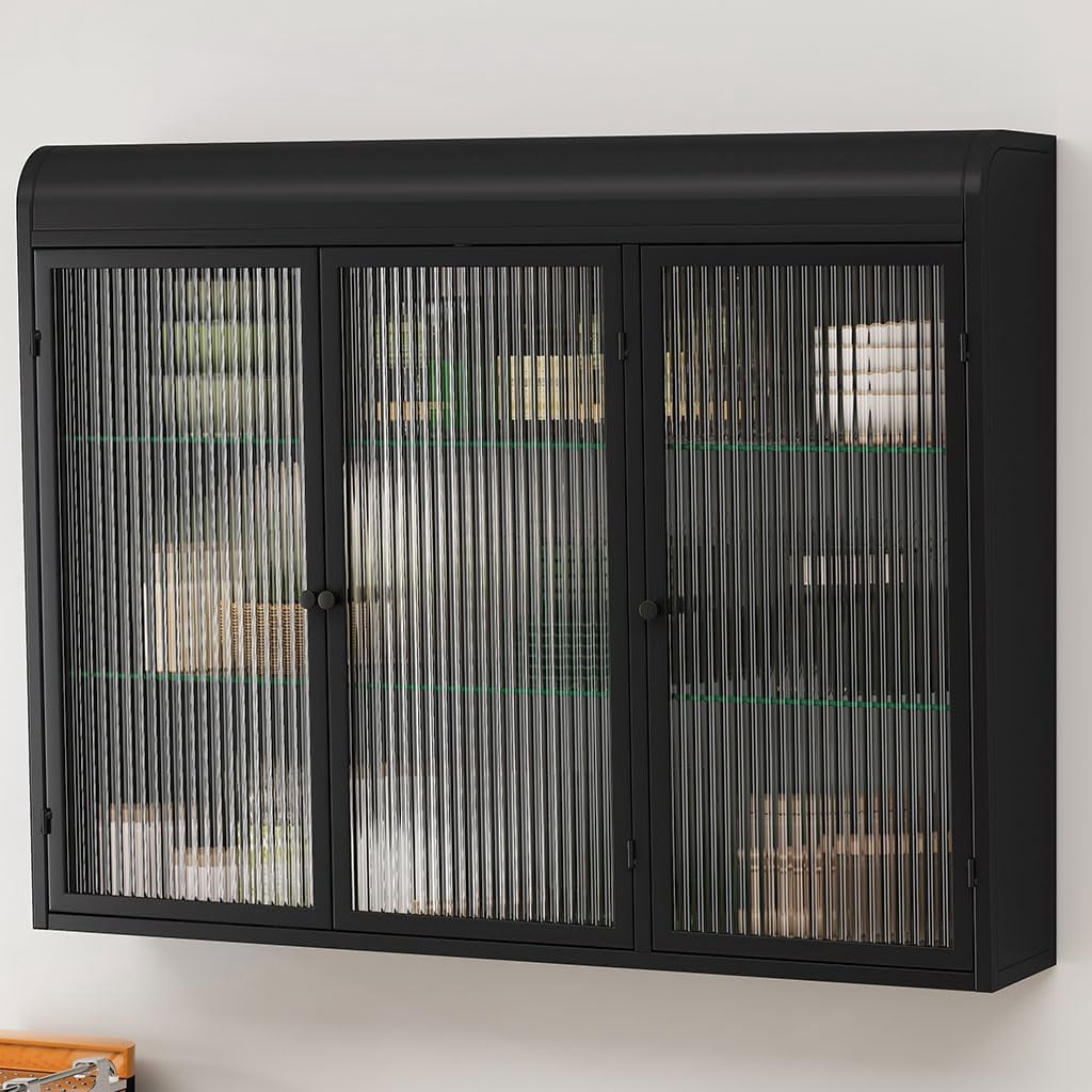 Fluted Glass Wall Cabinet, Medicine Cabinet Bathroom Wall Cabinet Space ...