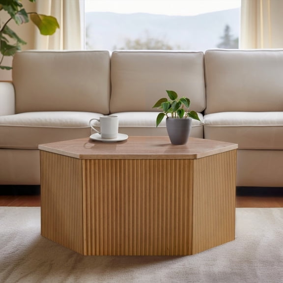 Fluted Hexagon Coffee Table: Stunning for Small Spaces & Modern Decor