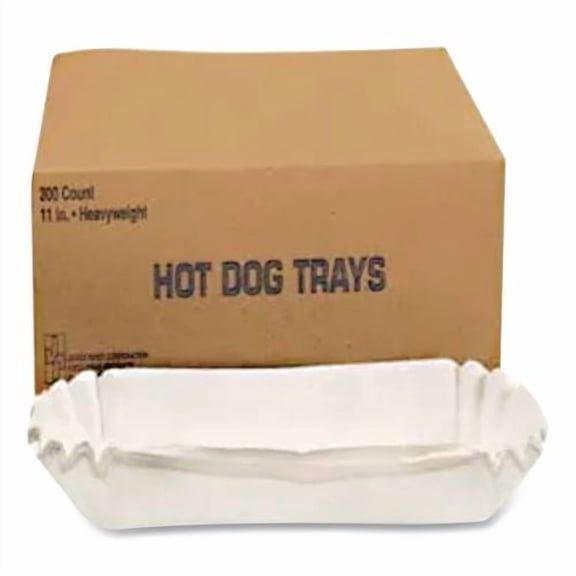 Fluted Hot Dog Trays, 6 x 2 x 2, White, Paper, 500/Sleeve, 6 Sleeves/Carton | Bundle of 2