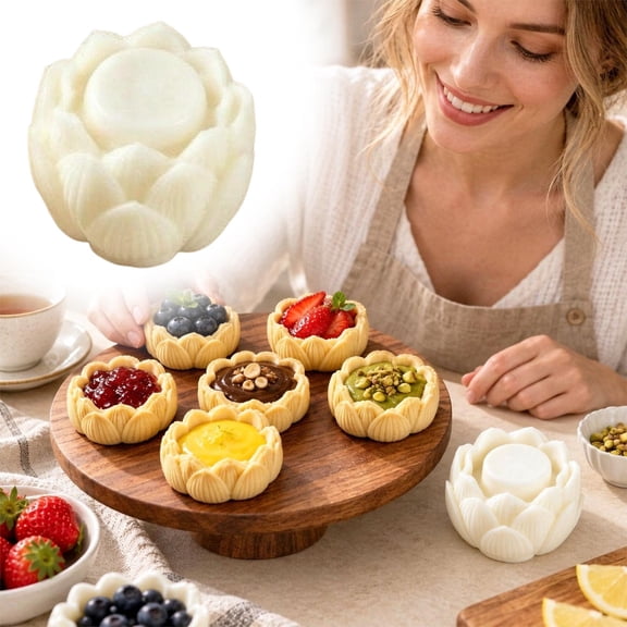 Fluted Jam Cookie Press Mold 3.15 Inches Lotus Flower Shape Baking Mold Kitchen Tool for Filled Cookies Pastries and Seasonal Desserts