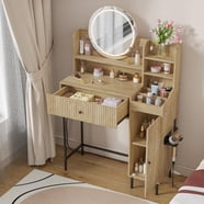 SUNVIVI Makeup Vanity Desk, Extendable Corner Vanity Makeup Table with ...