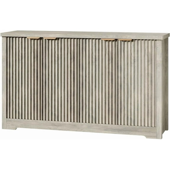 Fluted Modern Sideboard  with Doors & Shelves, Wood Storage Console Coffee Bar Wine Bar Cabinet Table for Living Room, Entryway, Hallway