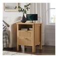 thumbnail image 1 of Fluted Night Stand with Charging Station, 23" Modern 2 Drawers End Table, Nightstand Set of 2 with Curved Profile Design, Bed Side Table for Bedroom, Living Room, Natural Oak （1-Pack）, 1 of 1