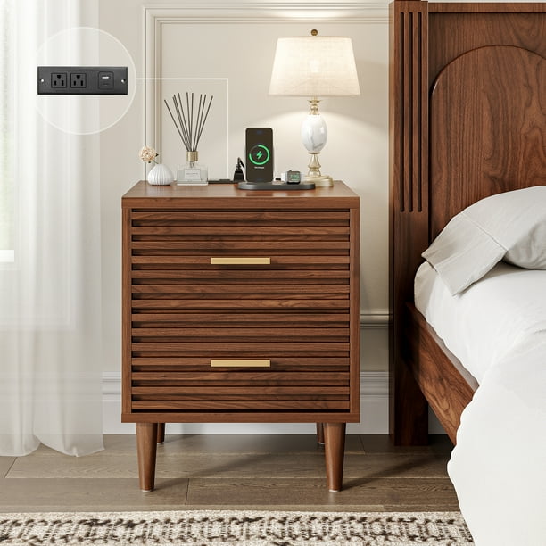 Mid century charging nightstand discount