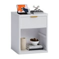 thumbnail image 1 of Fluted Nightstand with Charging Station, Bedside Table with Drawers and Open Storage Space, Metal Handles and Rounded Corners for Safety, Side Tables, End Table Bedroom, Living Room, 1 of 10