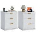 thumbnail image 1 of Fluted Nightstand with Charging Station, Bedside Table with Drawers and Open Storage Space, Metal Handles and Rounded Corners for Safety, Side Tables, End Table Bedroom, Living Room, 1 of 10
