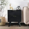 thumbnail image 1 of Fluted Nightstand, Mid Century Modern 2 Drawer Bedside Table for Bedroom, Small Dresser Night Stand Side Table End Tables with Wood Drawer Storage for Bedroom Closet(Black), 1 of 7