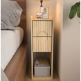 thumbnail image 1 of Fluted Nightstand with 2 Drawers, Slim Wooden Bedside Table, Mid Century Modern End Table for Bedroom, Wood, 1 of 8