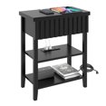 thumbnail image 1 of Fluted Nightstand with Charging Station,Night Stand with Drawer & 2 Open Storage Shelves, Side Table for Bedroom Small Space Living Room Entryway, 1 of 9