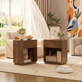 thumbnail image 1 of Fluted Nightstands Set Of 2, Modern Mid - Century Wood Bedside Table With Drawer & Open Storage Shelf, End Table For Bedroom, Living Room, Office, Sofa Side Couch Walnut, 1 of 10