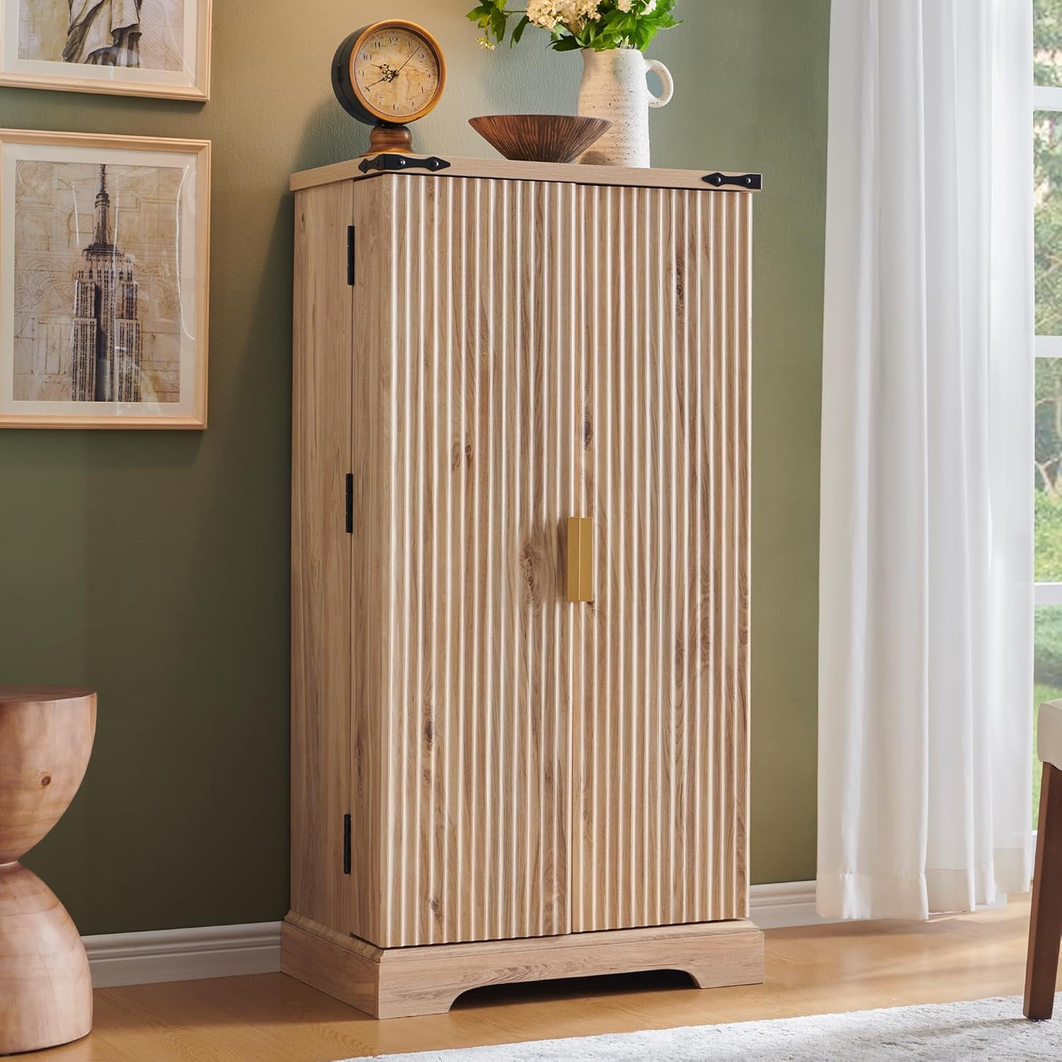 Fluted Pantry 72" Tall Modern Storage with 4 Doors