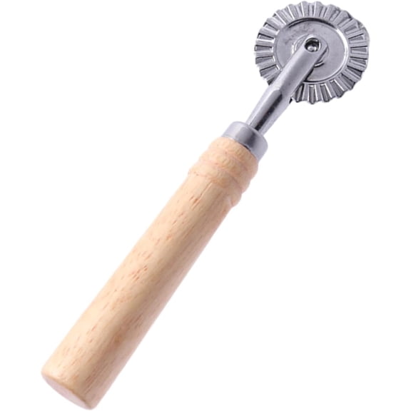 Fluted Pastry Cutter Wheel with Wooden Handle,Food-Grade Zinc Alloy Ravioli Dough Cutter, Ergonomic Roller Cutter for Pizza, Dumpling, Pasta, Pie Crust Home Baking