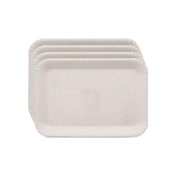Fluted Picnic Rectangular Tray - Beige - Set of 4