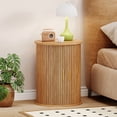 thumbnail image 1 of Fluted Round Side Table, Mid Century Modern Night stand with Sliding Tambour Door and Storage Shelf, Wood Bedside Table, End Table for Small Space,Bedroom, Living Room, 1 of 8