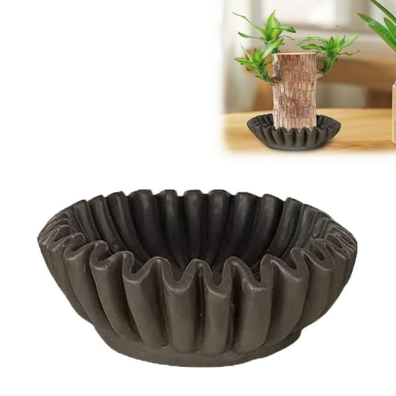 Fluted Ruffle Decorative Bowl Stylish and Practical Resin Decorative Bowl Living Room Modeling Home Ornament Modern Decorative Tray (Brown)