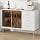 Fluted Sideboard Buffet Cabinet with 3 Drawers & 2 Glass Doors - Storage Cabinet for Kitchen Dining Room Living Room Entryway Bar Coffee Station,White