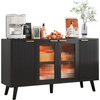 Fluted Sideboard Buffet Cabinet with Doors and Drawers, Buffet Cabinet with Adjustable Shelves, Credenza Accent Cabinet Console Table for Dinning Room, Living Room