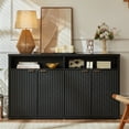 thumbnail image 1 of Fluted Sideboard, Storage Buffet Cabinet with Doors, 55" TV Cabinet for Living Room with Adjustable Shelves, Wooden Accent Cabinet, Black, 1 of 8