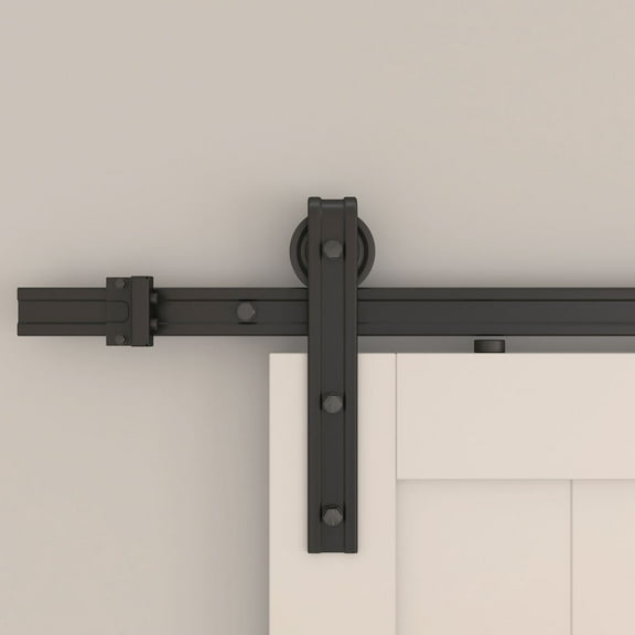Fluted Strap Style Sliding Door Hardware Set, Fits Doors up to 36 Inches, Matte Black by Stone Harbor Hardware