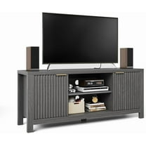Fluted TV Stand for 65 Inch TV, Modern TV Console Table with Open Shelves & 2 Storage Cabinets, Heavy-Duty Entertainment Center,TV Console Table for Living Room, Bedroom
