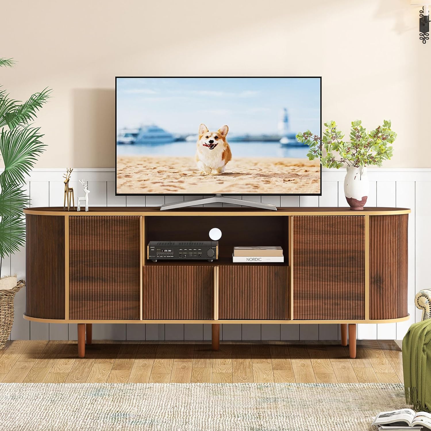Dephet Fluted TV Stand for Living Room, 63