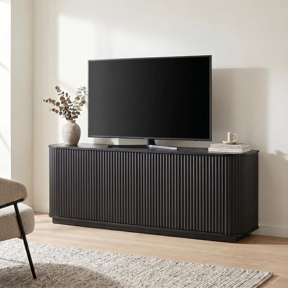 Fluted TV Stand for TVs Up to 75 Inch, Mid Century Modern TV Console for Living Room, Entertainment Center with Storage, Wood Media Console Cabinet