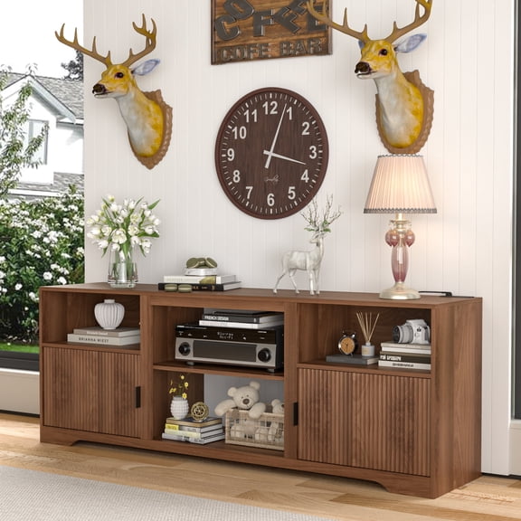 Fluted TV Stand for TVs up to 70", Mid Century Modern Television Stands, TV Consoles, Media Consoles