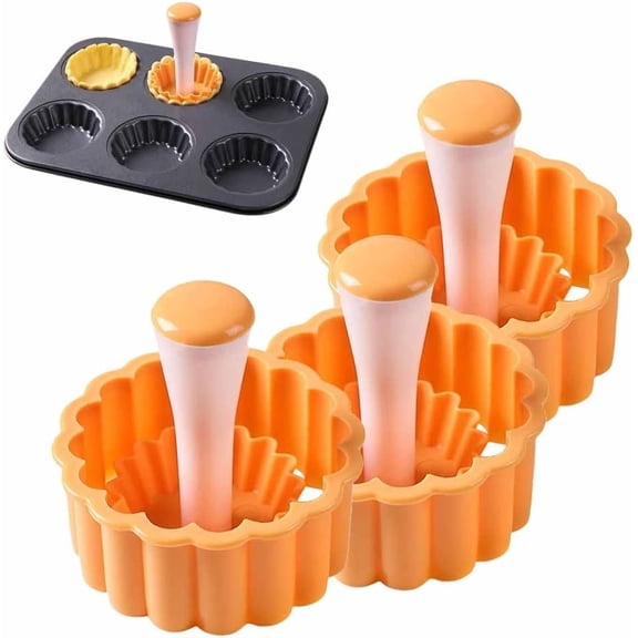 Fluted Tart Tamper Set, Non-Stick Pastry Dough Press for Egg Tart & Mini Pie Shells, Food-Safe Baking Tool with Removable Handle, Dishwasher Safe for Home Bakers